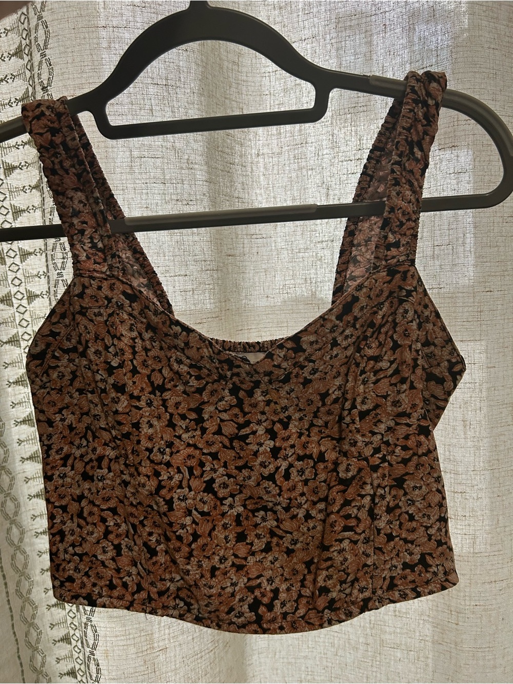 Floral Square-Neck Crop Tank Top